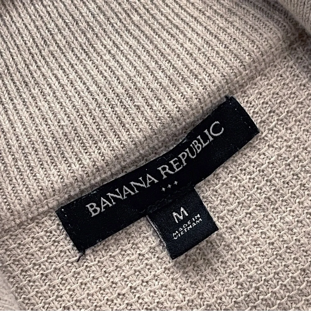 Banana Republic Men's Waffle Knit Half Zip Cotton Sweater Pullover Oatmeal Sz M - Picture 6 of 6